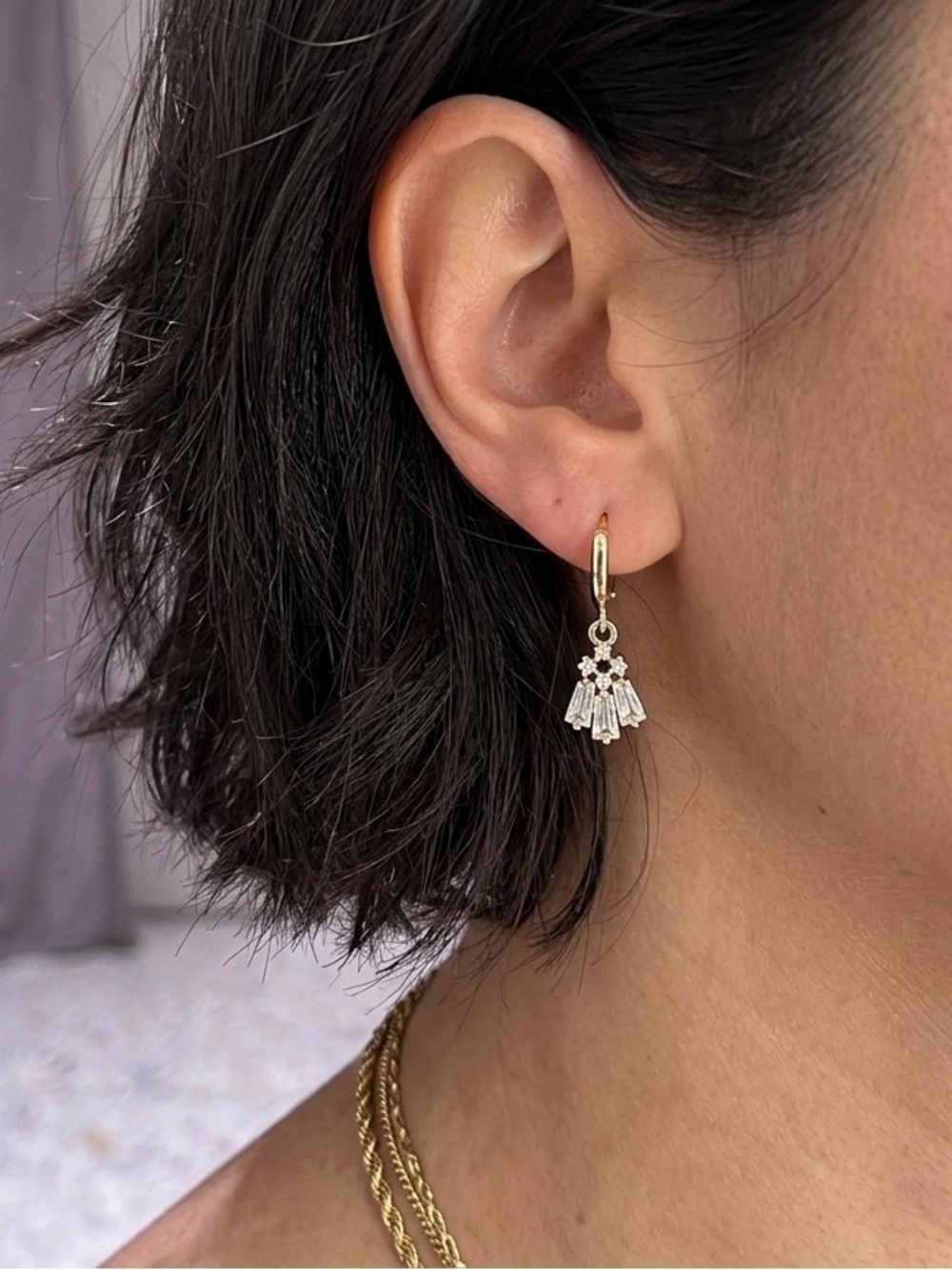 PETIT Cubic Zirconia Huggie Hoops Earrings
